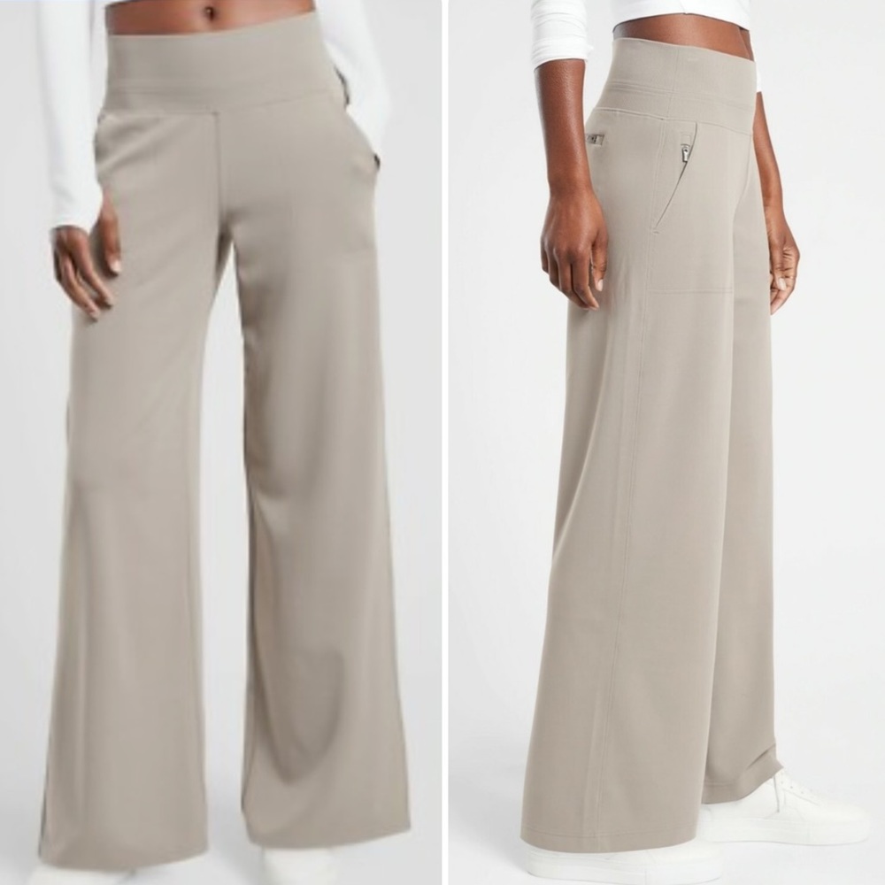 Athleta Stylish Gray Wide-Leg Pants